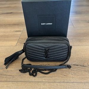 YSL Mini Lou Pebbled Leather Camera Bag